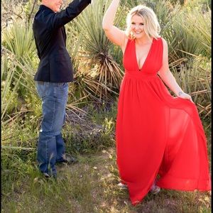 Red long maxi dress